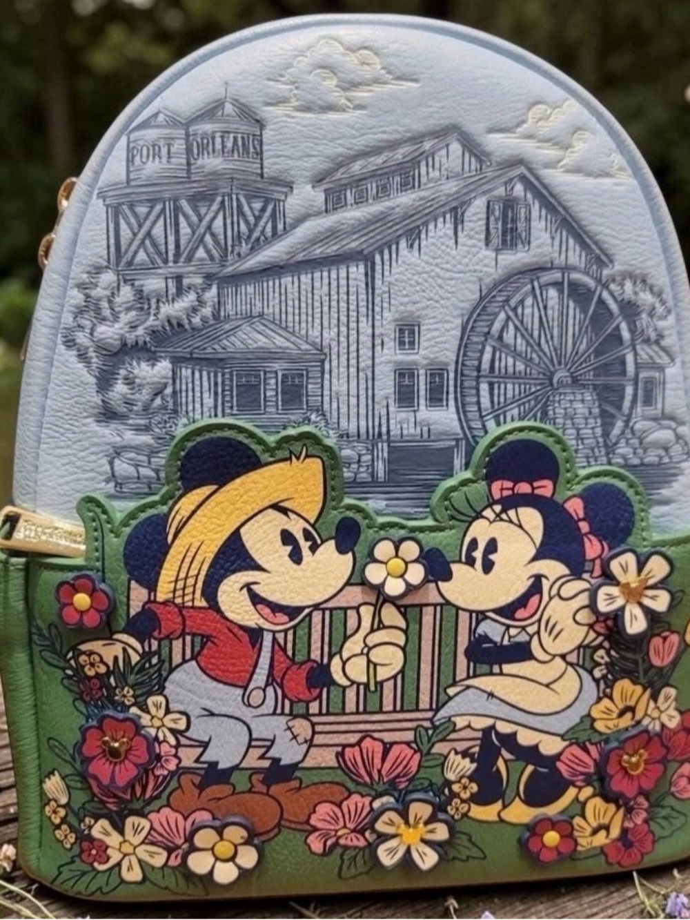 Loungefly Port Orleans Riverside Resort Mickey Minnie Mouse Disney Mini Backpack - Picture 7 of 7